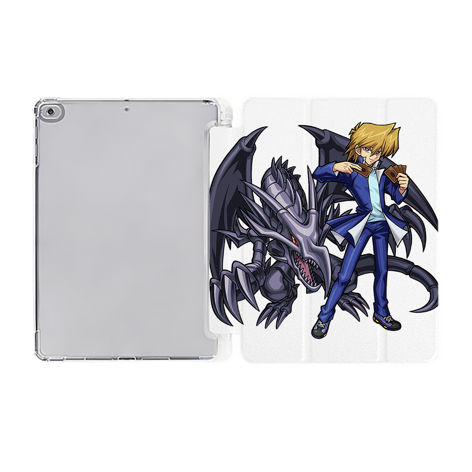 （画像用） 遊☆戯☆王 Yu-Gi-Oh! IPad ケース ペン収納付き 三つ折りスタンド PUレザー×シリコン 対応機種9.5/10.5/10.9インチ